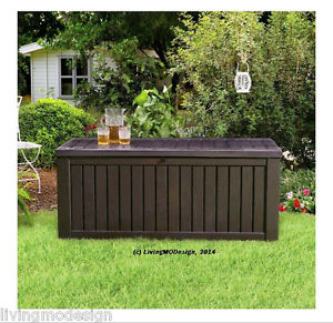 patio storage image is loading keter-rockwood-150-gallon-patio-storage-bench-weatherproof- DNKJQIG