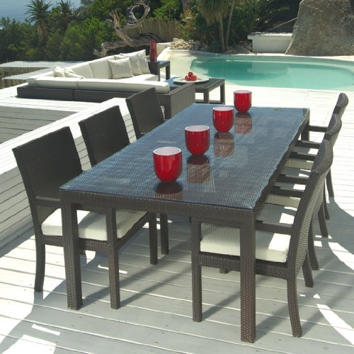 patio table and chairs amazon.com: outdoor wicker patio furniture new resin 7 pc dining table set UCBRYQF