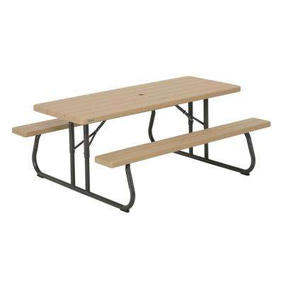 plastic garden furniture heather beige folding picnic table EWJMEIN