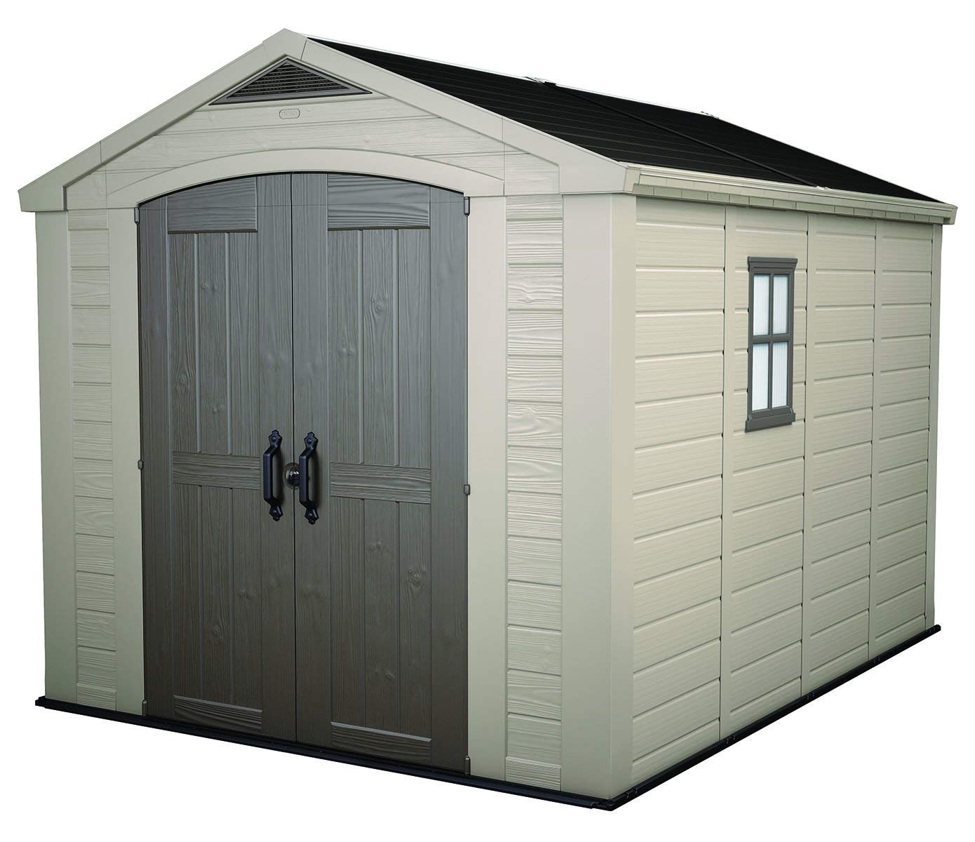 plastic garden shed amazon.com : keter factor large 8 x 11 ft. resin outdoor yard AAXOEMM