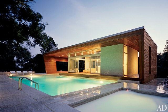 pool house designs architects hariri u0026 hariri designed this contemporary ipe-paneled poolhouse  in wilton, QMLCHKA