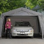 portable carport image is loading shelterlogic-12x16x8-auto-shelter-portable-garage-steel- carport- TCXRSZN