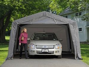 portable carport image is loading shelterlogic-12x16x8-auto-shelter-portable-garage-steel- carport- TCXRSZN