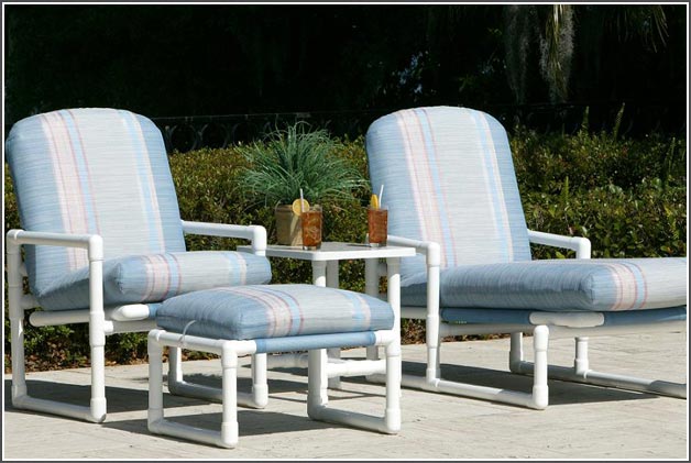 pvc patio furniture pipe collection - chaise lounge, recliner, ottoman BKCHMBT