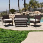 rattan outdoor furniture 4pc outdoor wicker patio set sectional cushioned furniture rattan garden,  brown GRRFVIX