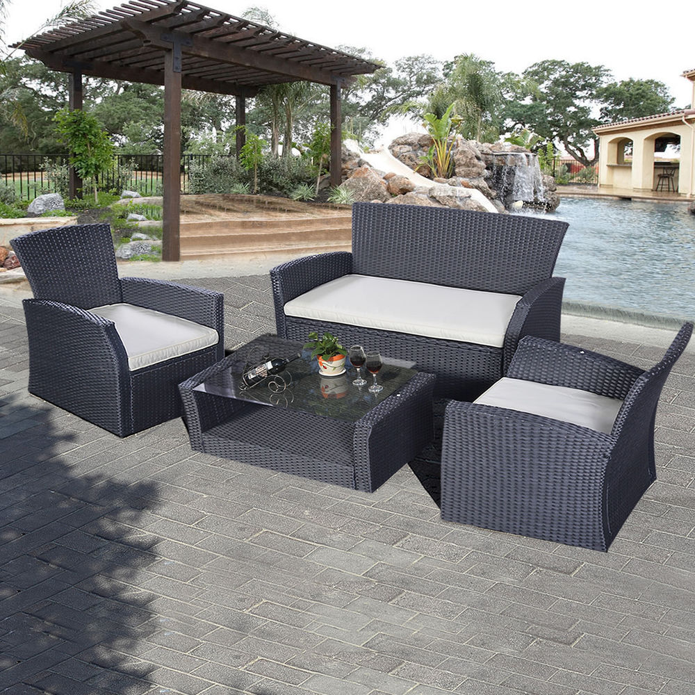 rattan patio furniture goplus 4pcs outdoor patio furniture set wicker garden lawn sofa rattan ZRQCLXQ