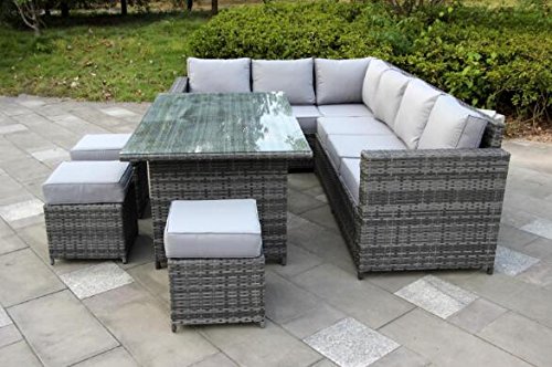 rattan patio furniture yakoe conservatory 9 seater outdoor rattan garden furniture classical  corner dining HJDDACU