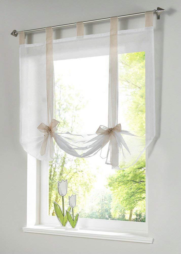 roman curtains amazon.com: uphome 1pcs cute bowknot tie-up roman curtain - tab top sheer GLBRPAW