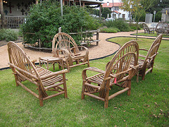 rustic outdoor furniture, two chairs and loveseat country style wooden  chairs JLAJTUB