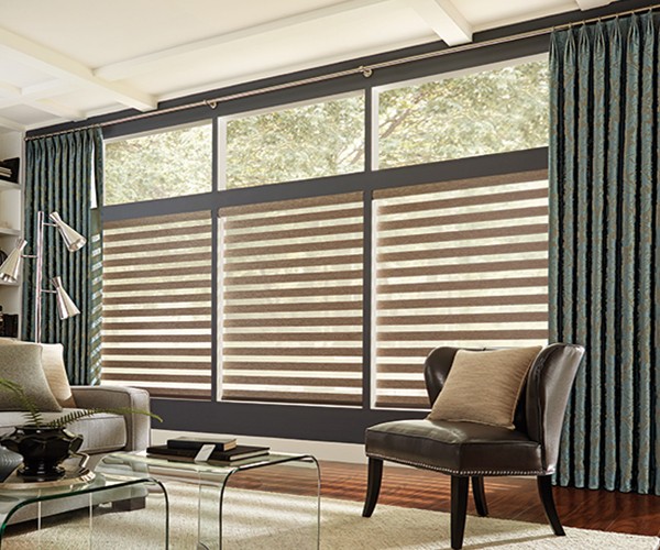 sheer blinds graber motorized mezzanine layered zebra sheer shades KFCEZGT