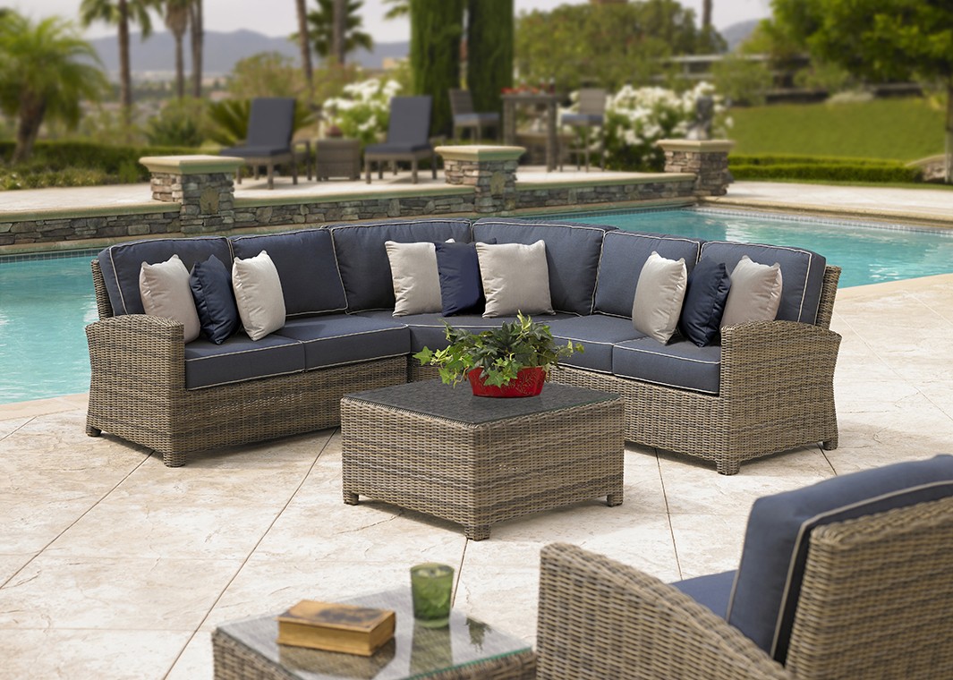 silver coast bainbridge 4 piece custom outdoor willow wicker patio sectional VQOKMMV