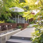 small garden design outdoor dining terrace, canopy of trees small garden pictures garden design PETNYLM