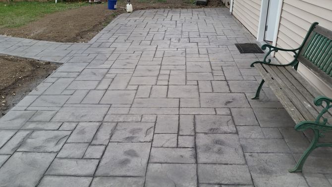 stamped concrete vs pavers ZXDRAQJ