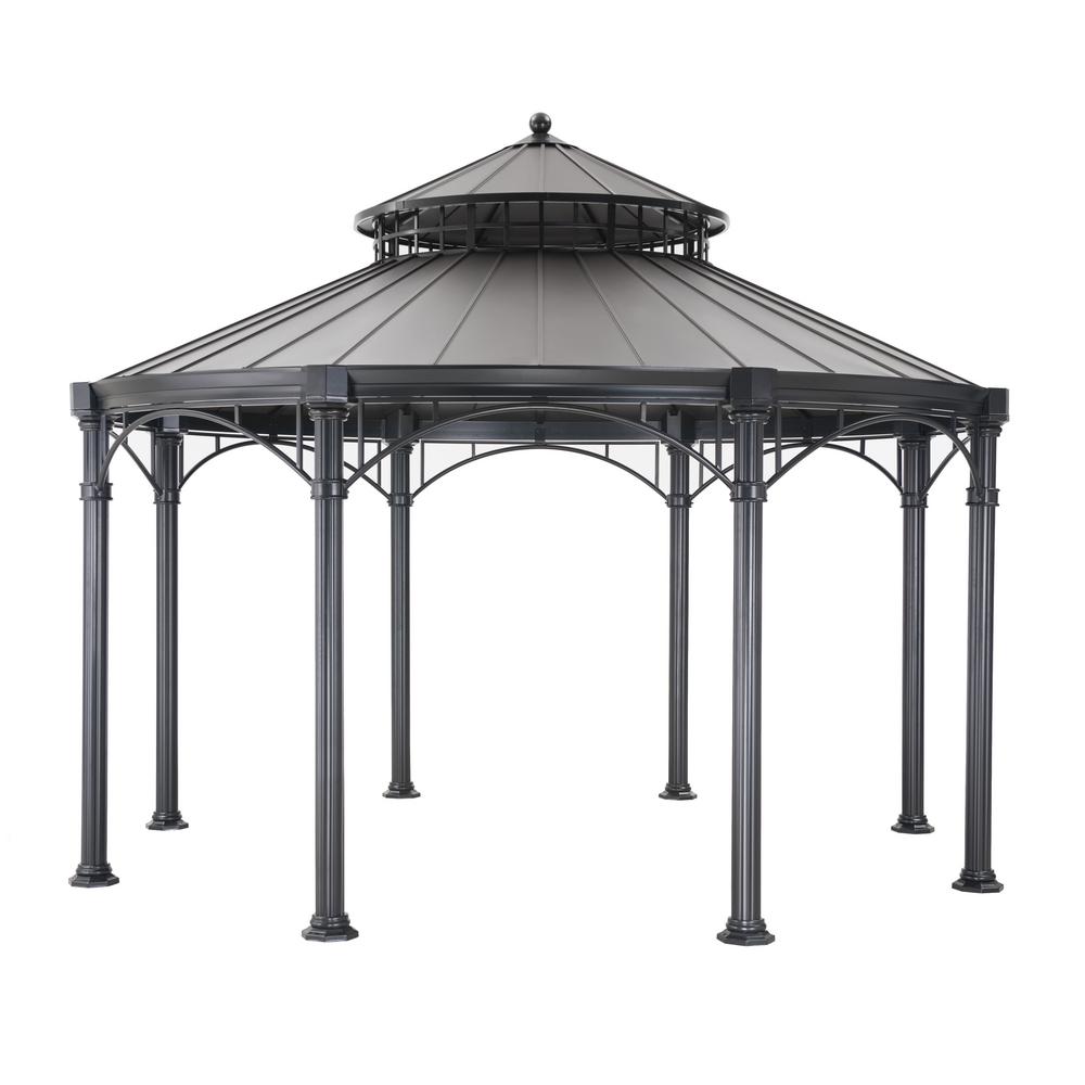 steel gazebo sunjoy windsor 14 ft. x 14. ft black hard top gazebo EMTNUKA