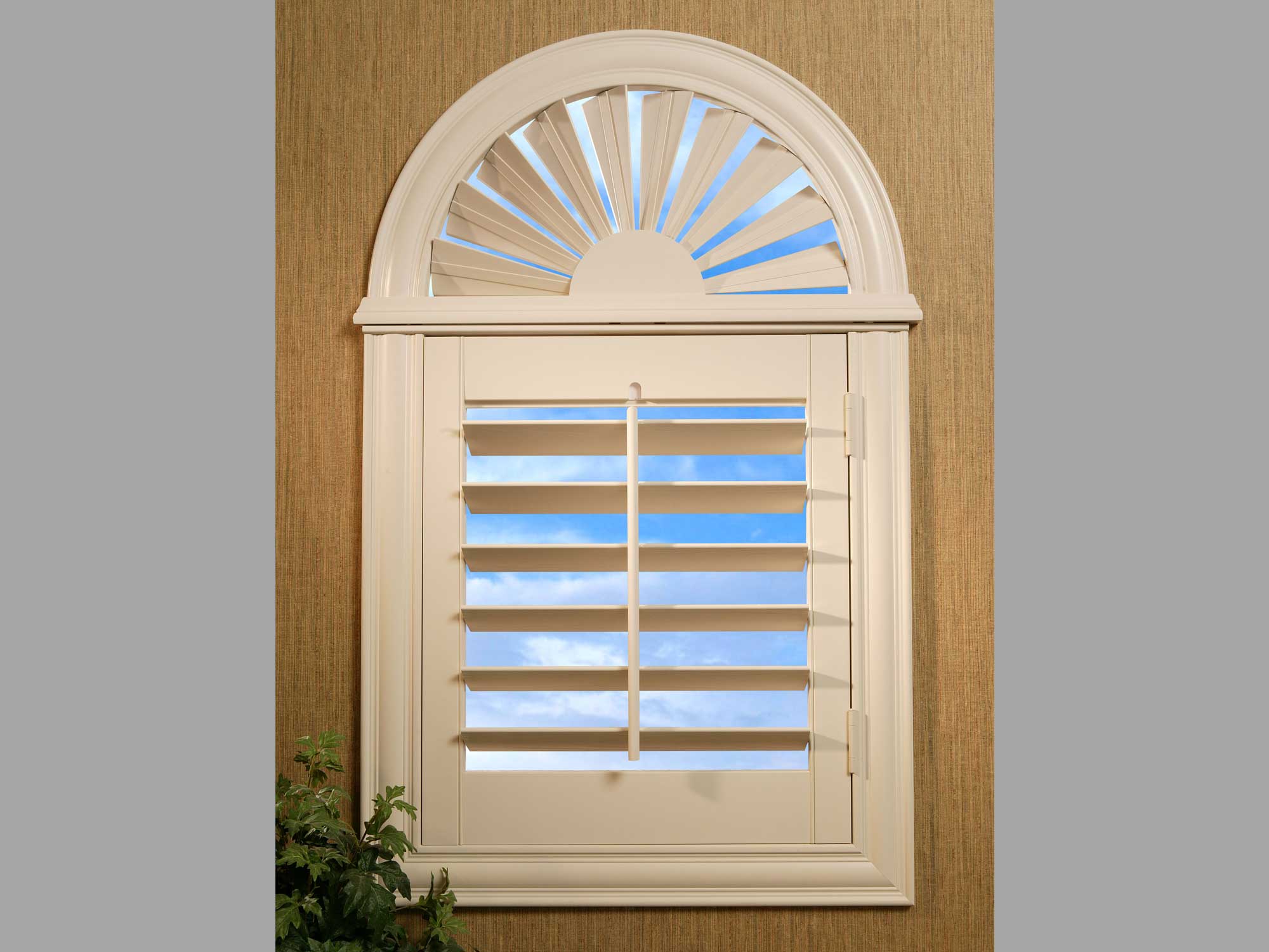 sunburst shutters window covering ideas u0026 inspiration: sunburst arch top shutters image GAZCRQE