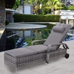 tangkula patio chaise lounge chair with armrest headrest u0026 wheels  adjustable IYWQLLM