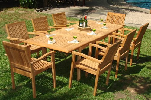 teak patio furniture 9-piece-teak-dining-set VFRHRZG