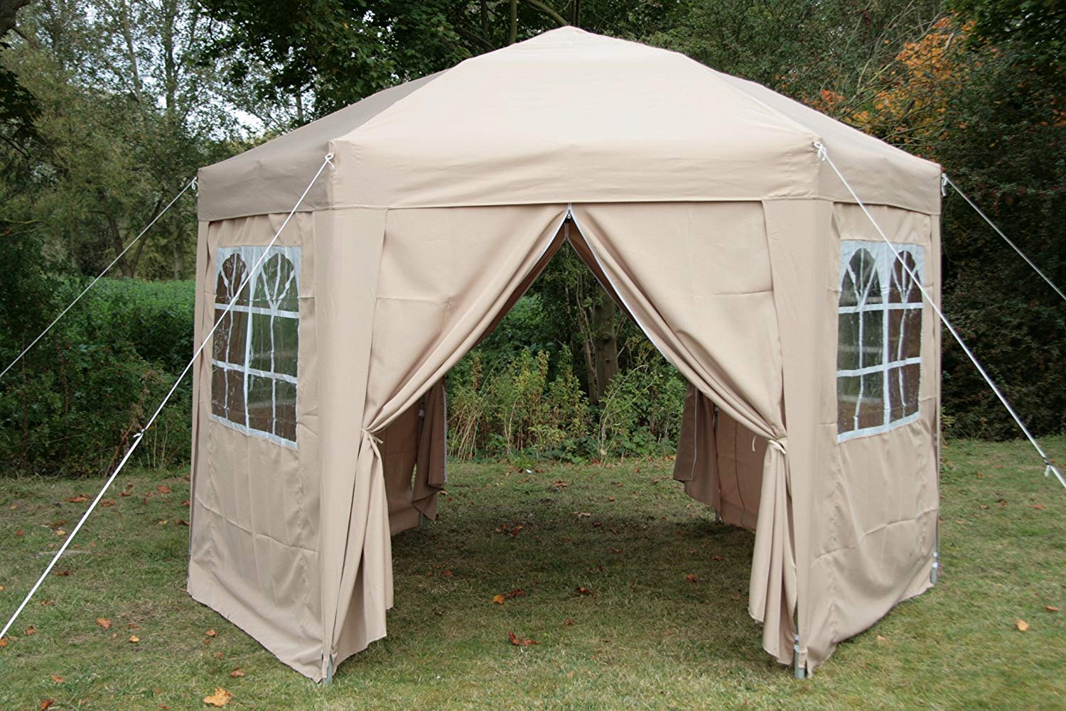 waterproof gazebo airwave 3.5mtr pop up gazebo hexagonal biege fully waterproof with six IOVJUCT