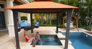 waterproof gazebo paragon-outdoor 10 ft. x 10 ft. gazebo with rust sunbrella canopy IJWUFPE