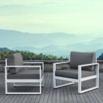 white patio furniture baltic white 2 piece aluminum patio conversation set with gray cushions ZZZVAXJ