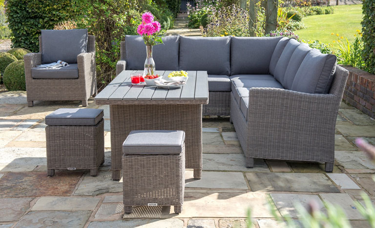 wicker garden furniture kettler palma rattan corner garden furniture set on patio KYPHBDD