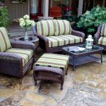 wicker patio set ... landry stripe malt fabric / java wicker ... MNUORBP