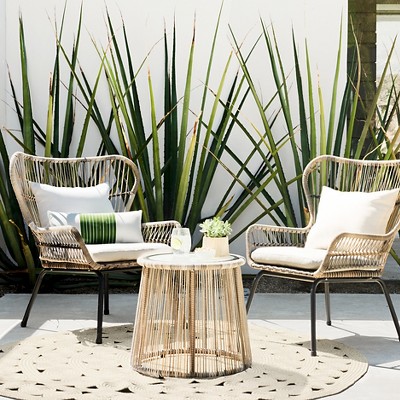 wicker patio set latigo 3pc all-weather wicker outdoor patio chat set - tan - threshold™ VBQLFTV