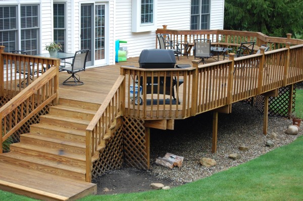 wood decks a custom wood deck created by hoehnen landscaping near cleveland, ... JHKLEDW