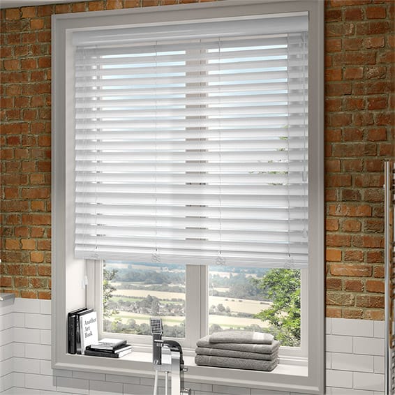 wood venetian blinds high gloss pure white faux wood blind - 50mm slat KRHCKMM