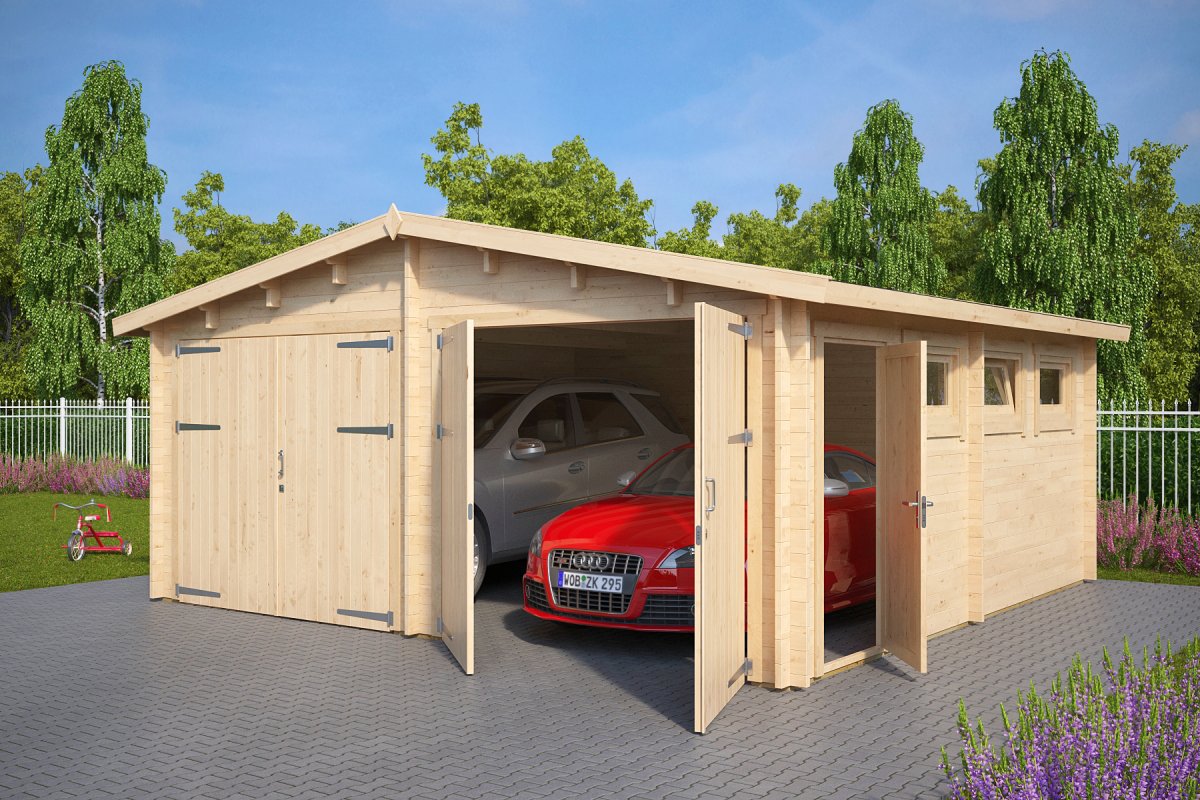 wooden double garage e with double doors ZGWAUUN