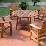 wooden garden furniture sets round picnic table with four deck chairs wooden patio furniture ideas EBYOZAU