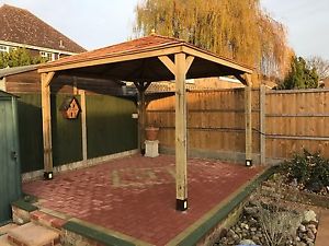 wooden gazebo image is loading 2-5m-wooden-gazebo-hottub-shelter-with-cedar- DKNGLVD