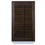 wooden window shutters installed hardwood stained shutter WRLSIUI