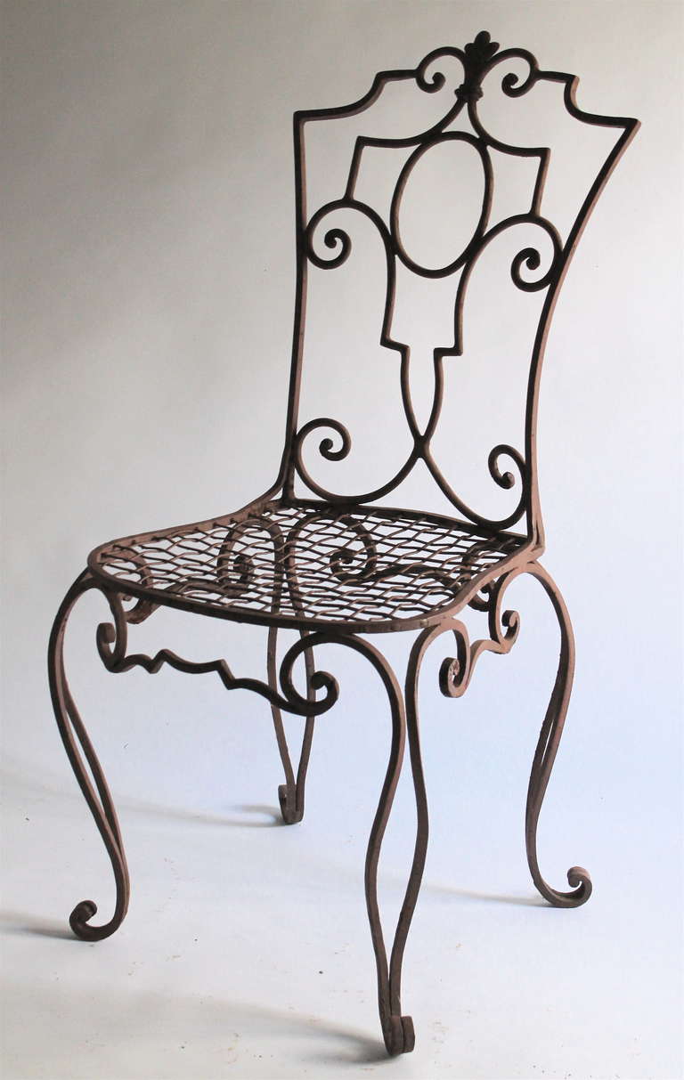 wrought iron furniture art deco jean-charles moreux painted wrought iron chairs set of 6 for HVJFZCX