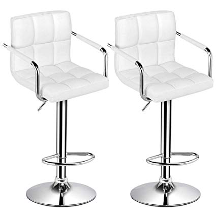 Amazon.com: Yaheetech Tall Bar Stools Set of 2 Modern Square PU