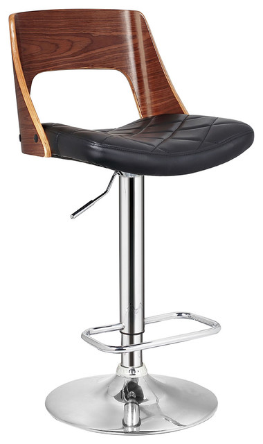 Stylish Wood Back Adjustable Swivel Barstool With Diamond Quilted