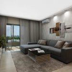 Grey Theme Color Apartment Livingroom Design with Air Conditioning