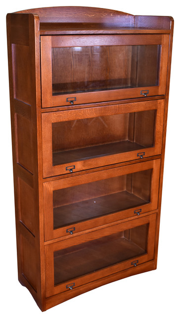 Mission Craftsman Style Quarter Sawn Oak 4 Stack Barrister Bookcase