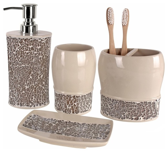 Broccostella 4-Piece Bath Accessory Set - Contemporary - Bathroom