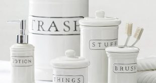 Ceramic Text Bath Accessories | Pottery Barn