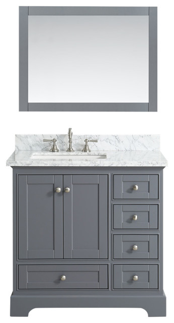 Jocelyn Bathroom Sink Vanity Set, White Marble Top - Transitional