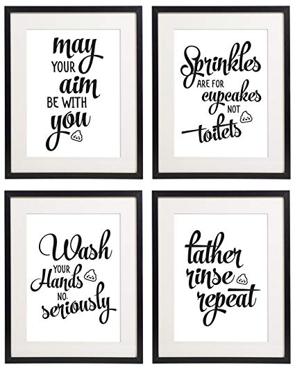 Amazon.com: IDIOPIX Bathroom Wall Art Quotes and Sayings Prints Set