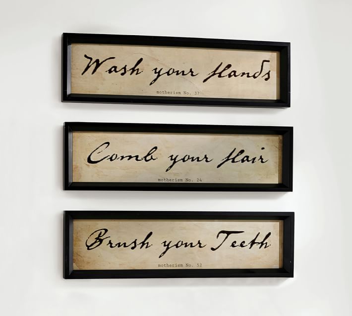 Alder Wood Bathroom Wall Art - Set of 3 | Pottery Barn