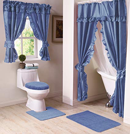 Amazon.com: Madison Starlite Deluxe Swag Shower Blue Bathroom Window