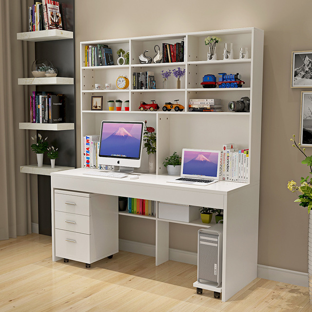 Computer desk with a simple modern desktop bookcase desk bookcase