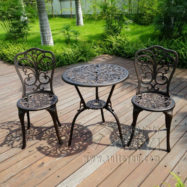 New Patio Furniture modern Design Cast Aluminum Bistro Set in