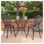 La Sola 3pc Metal Bistro Set - Black/Bronze - Christopher Knight