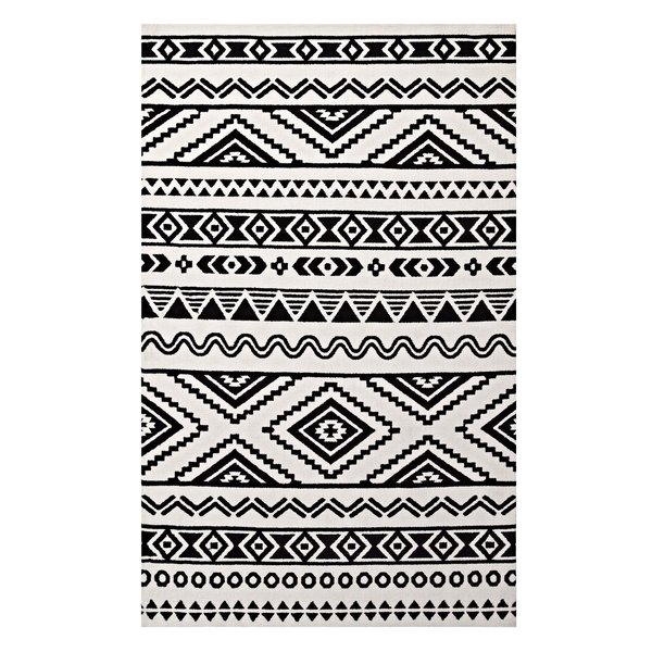 Ivy Bronx Shaun Geometric Moroccan Tribal Black/White Area Rug