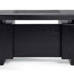 Monroe Black Wood Modern Desk with Leather Pad and Storage | Zuri