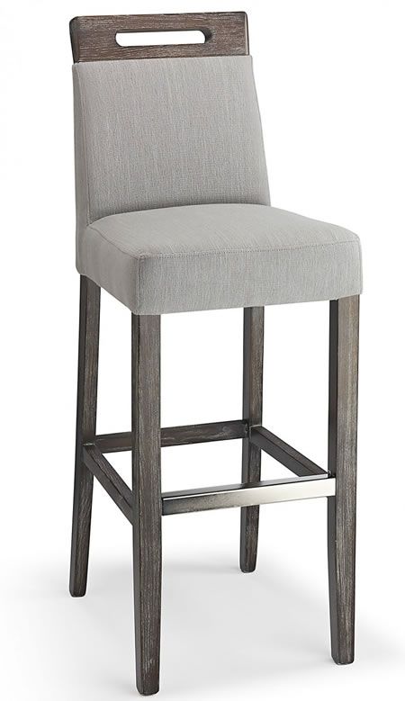 Modomi grey fabric seat kitchen breakfast bar stool wooden frame